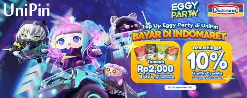 Top Up Eggy Party dan Bayar di Indomaret, Bonus 10% UniPin Credits + Gratis Yupi Bolicious